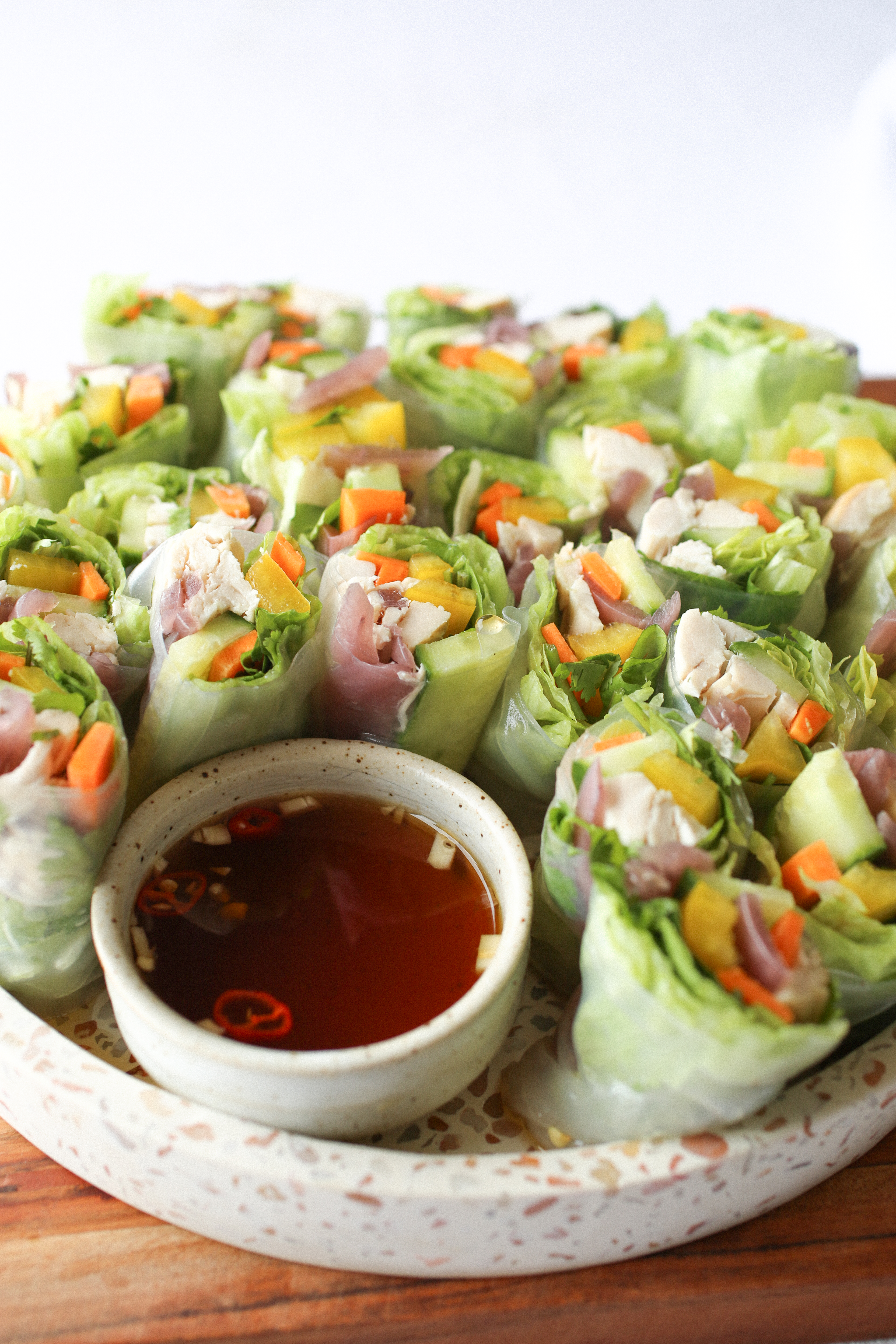 chicken rice paper rolls